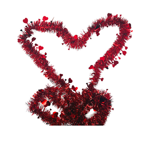 Valentine’s Day Tinsel Skinny Red Garland with Hearts 9 FT Long – 2 Pack