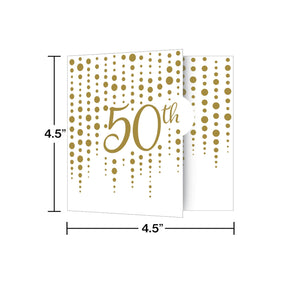 Gold 50th Anniversary Party Invitations – 8 Count
