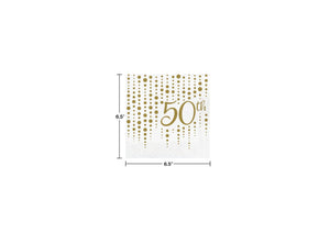 Gold 50th Anniversary Luncheon Napkins – 16 Count