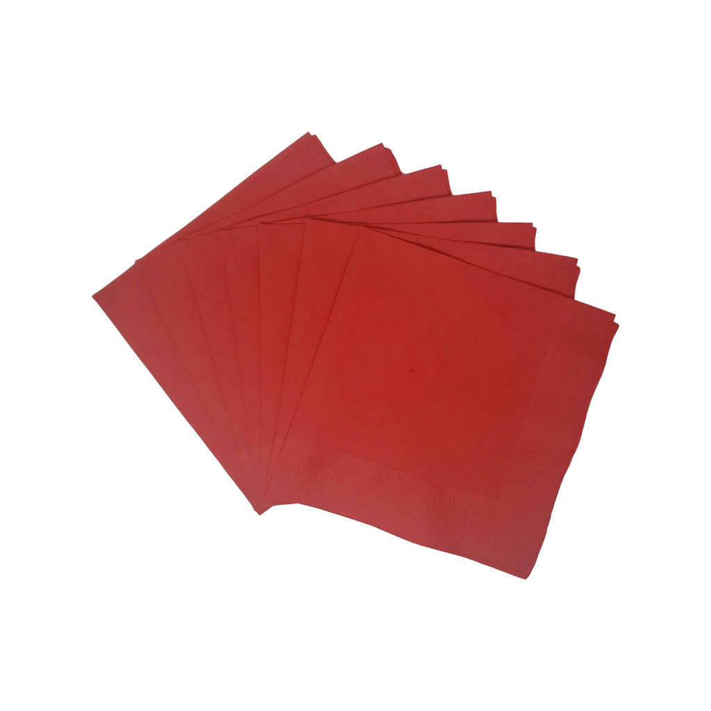 Red Plain Solid Color Paper Disposable Cocktail Beverage Napkins