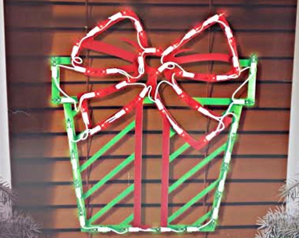 Christmas Red and Green Present Lighted Window Decoration – 1 Piece