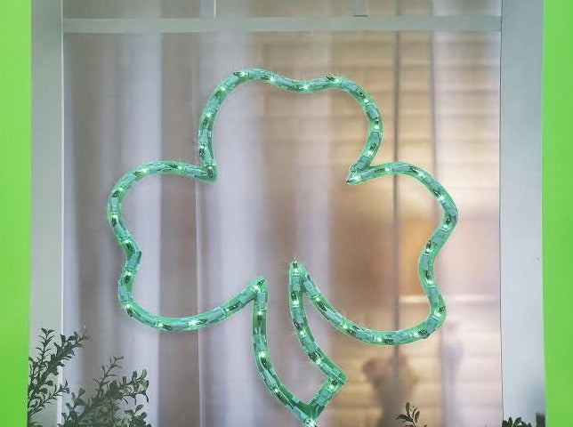 St. Patrick’s Day Shamrock Silhouette Lighted Window Decoration – 1 Piece