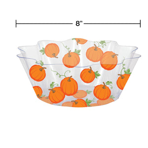 Harvest Fall Pumpkins and Leaves Plastic Fluted Serving Bowl – 1 Piece
