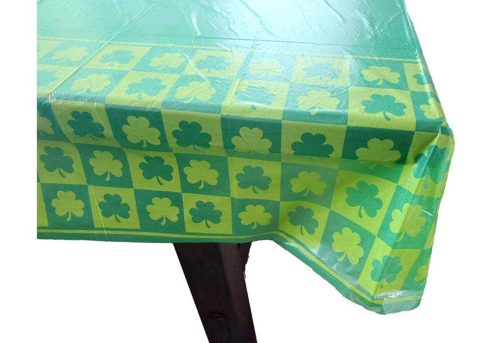 St. Patrick’s Day Green Shamrock Disposable Plastic Rectangular Table Cover – 2 Pieces