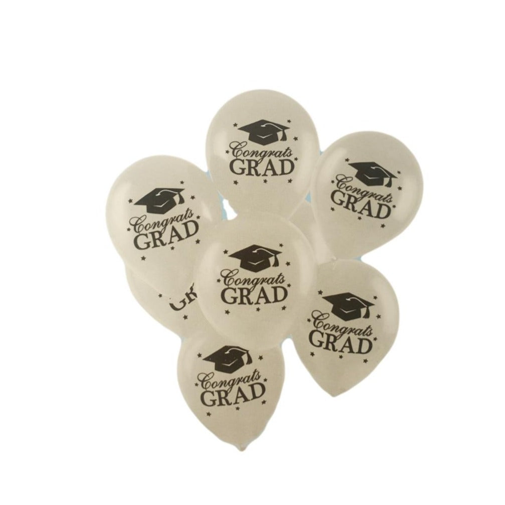 Graduation Decorations White Latex Congrats Balloons – 16 Count