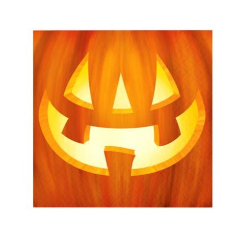 Halloween Glowing Pumpkins Paper Beverage Cocktail Napkins – 16 Count