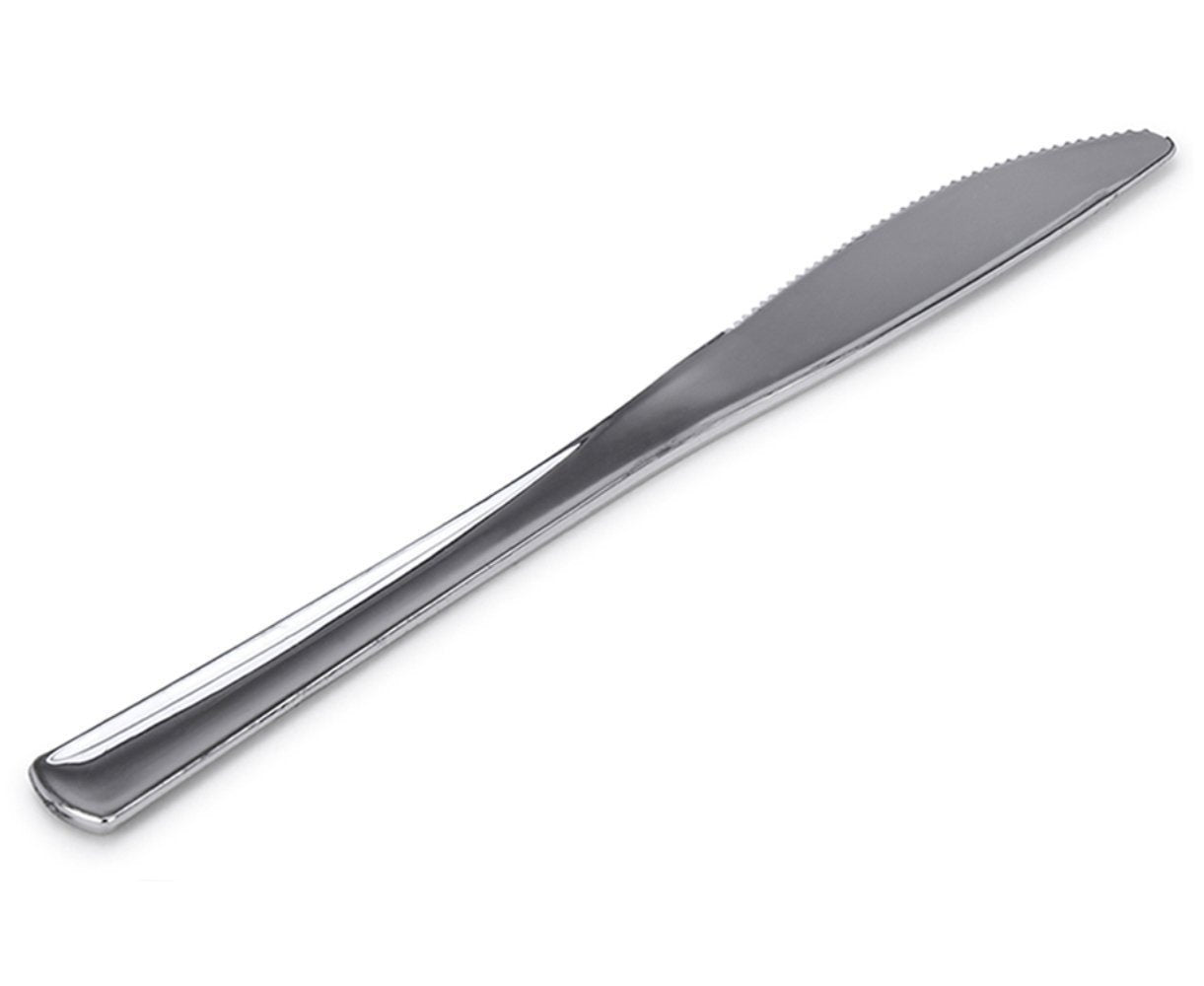 Metallic Silver Plastic Knives –  12 pc