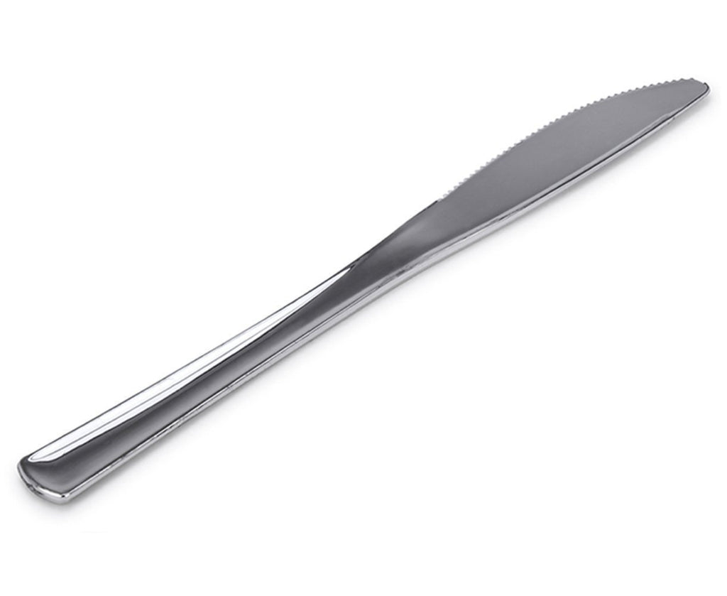Metallic Silver Plastic Knives –  12 pc