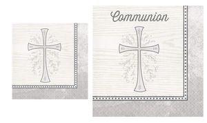 Religious Silver Cross Beverage and Communion Luncheon Paper Disposable Napkins Bundle