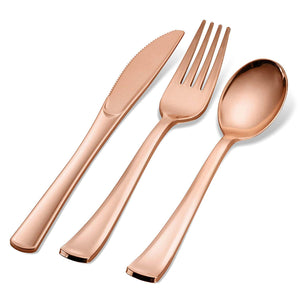 Metallic Rose Gold Plastic Spoons –  12 pc