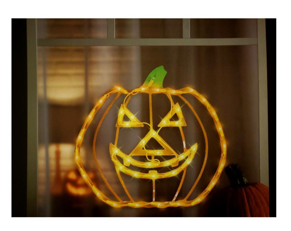 Halloween Lighted Jack-o-Lantern Pumpkin Window Decoration – 1 Piece