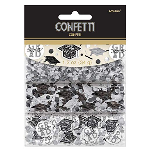 Graduation Black, White and Silver Confetti – 1.2 oz