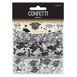 Graduation Black, White and Silver Confetti – 1.2 oz