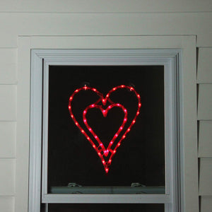 Valentine's Day Double Heart Lighted Instant Décor Window Decoration – 1 Piece