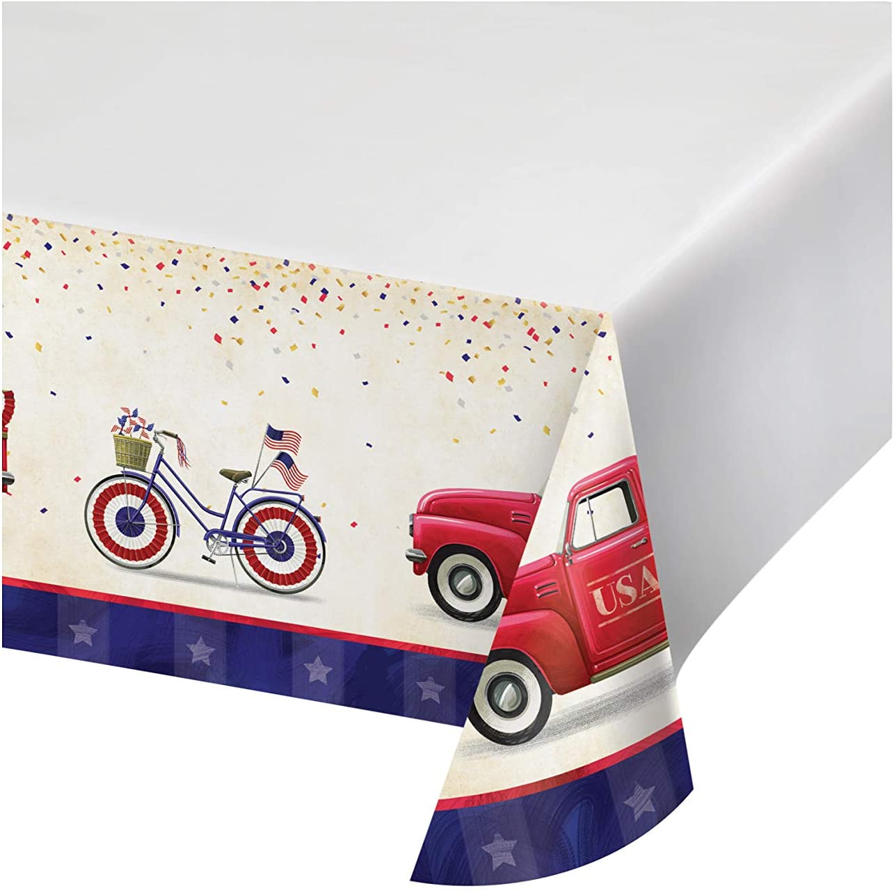 Patriotic Parade Paper Disposable Table Cover 54 X 102 inch – 1 Piece