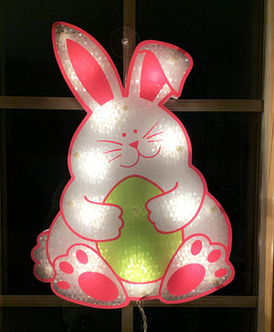 Easter Bunny with Egg Lighted Instant Décor Window Decoration – 1 Piece