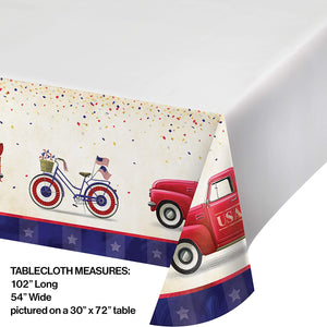Patriotic Parade Paper Disposable Table Cover 54 X 102 inch – 1 Piece