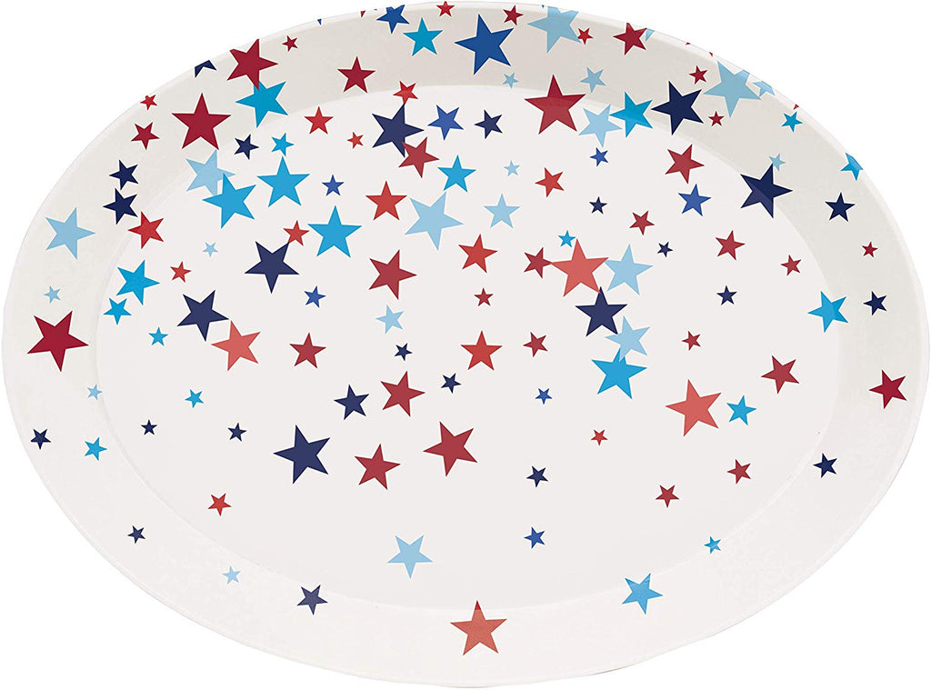Red, White and Blue Stars  14 x 10” Plastic Serving Tray