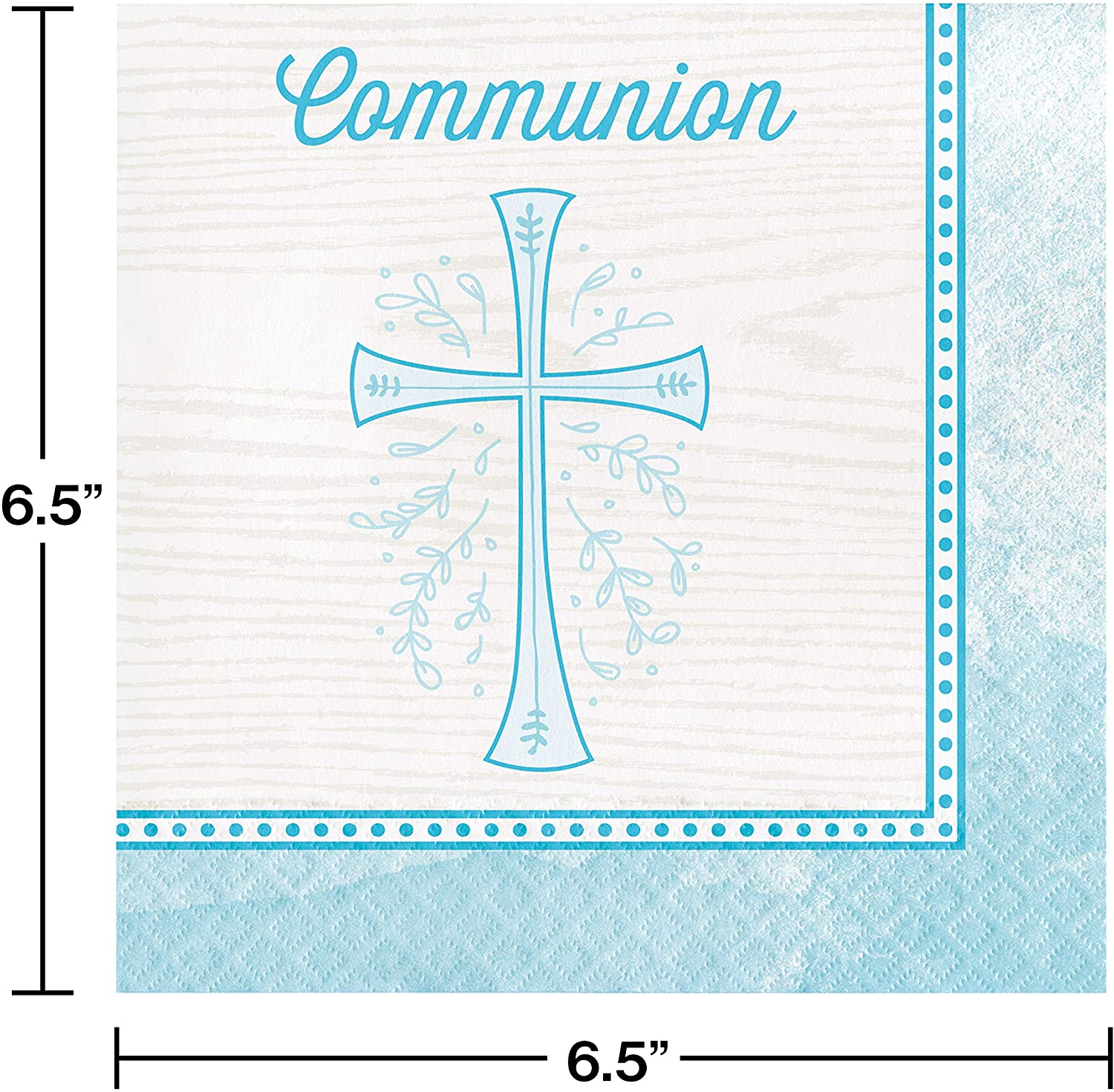Religious Light Blue Cross Communion Luncheon Paper Disposable Napkins – 16 Count