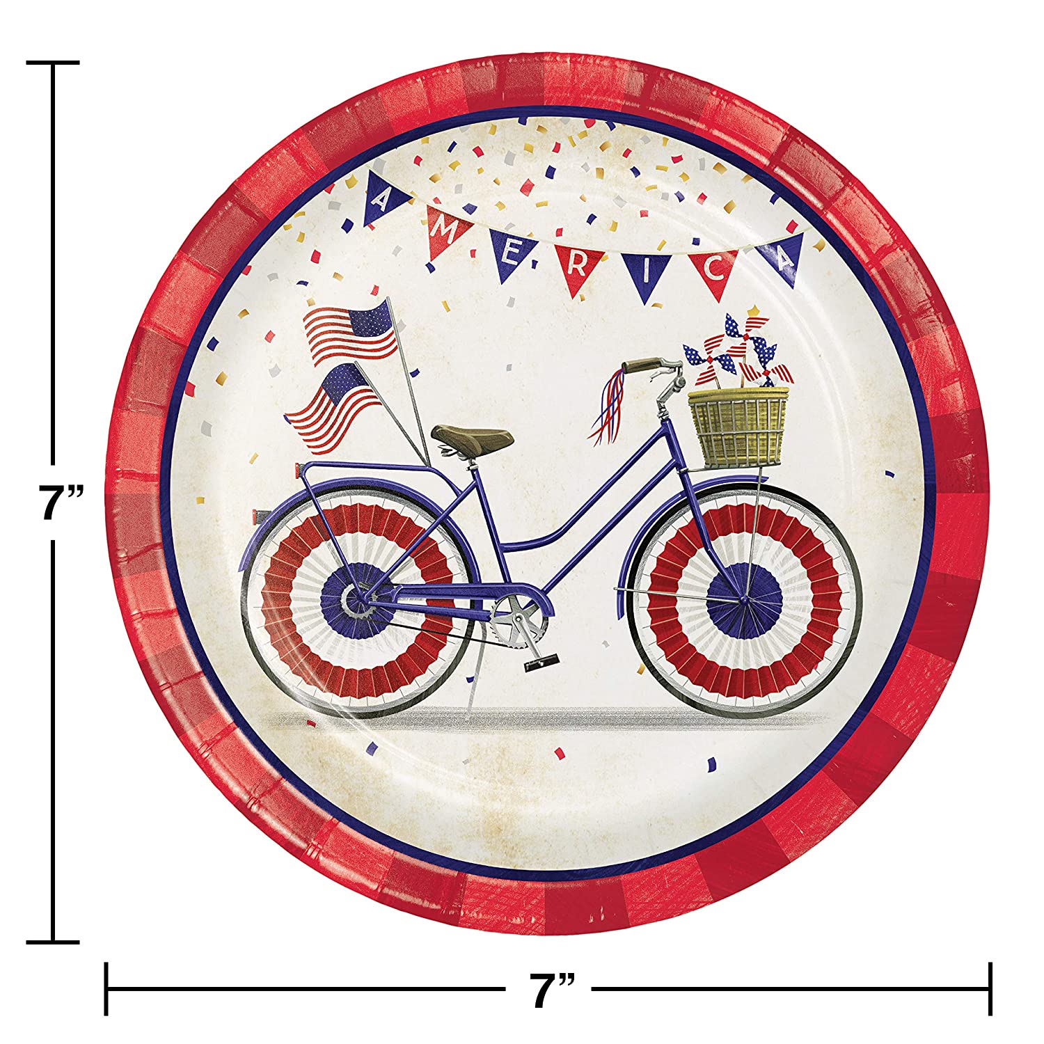 Patriotic Parade 7-inch Dessert Paper Disposable Plates – 8 Count