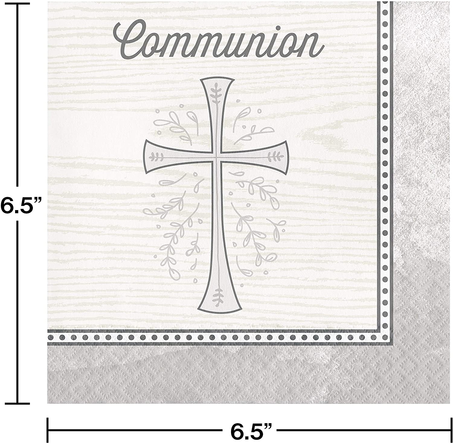 Religious Silver Cross Communion Luncheon Paper Disposable Napkins – 16 Count