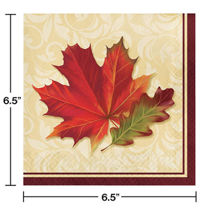 Fall Leaves Luncheon Napkins, 6.5" x 6.5"