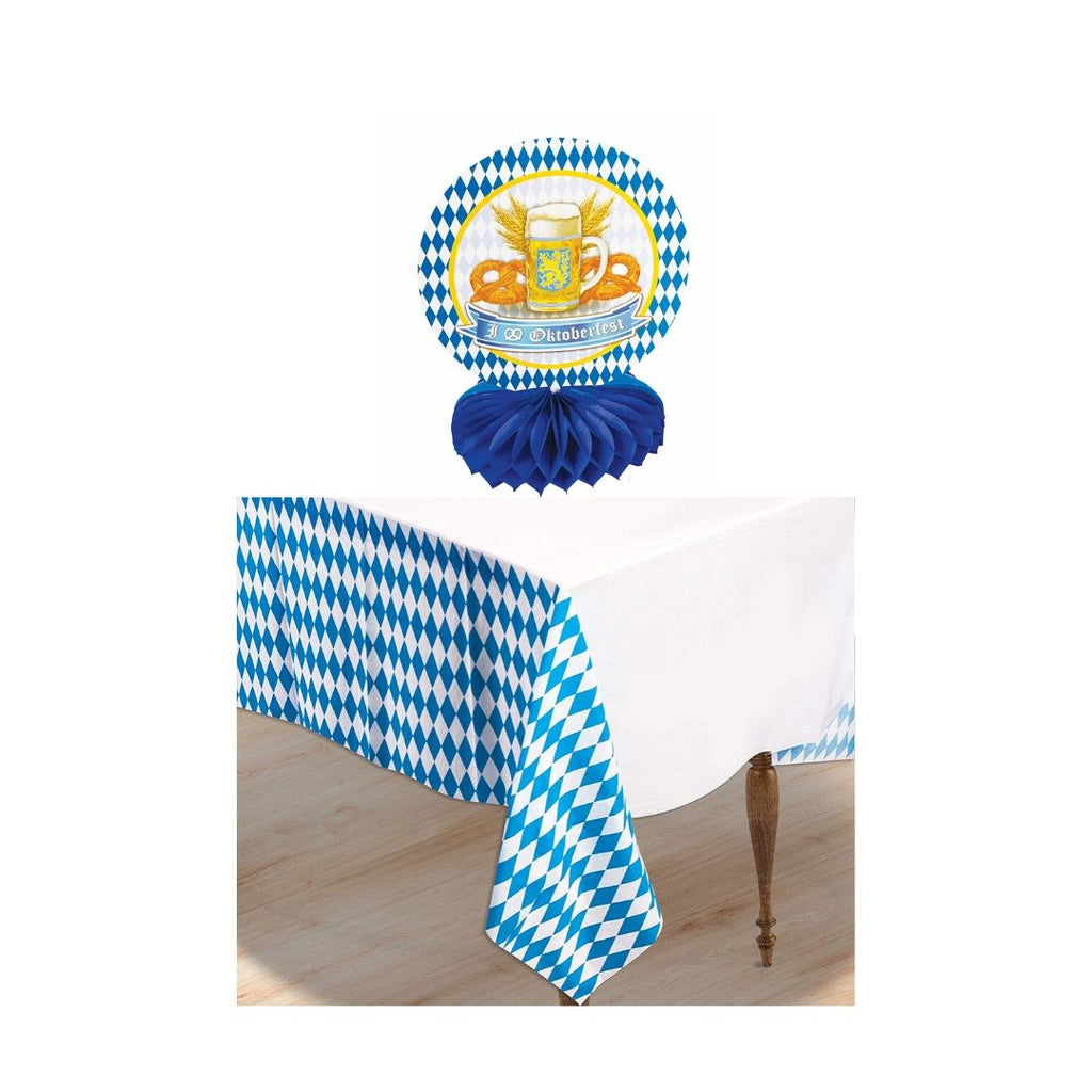 Oktoberfest Honeycomb Centerpiece and Plastic Table Cover Combo