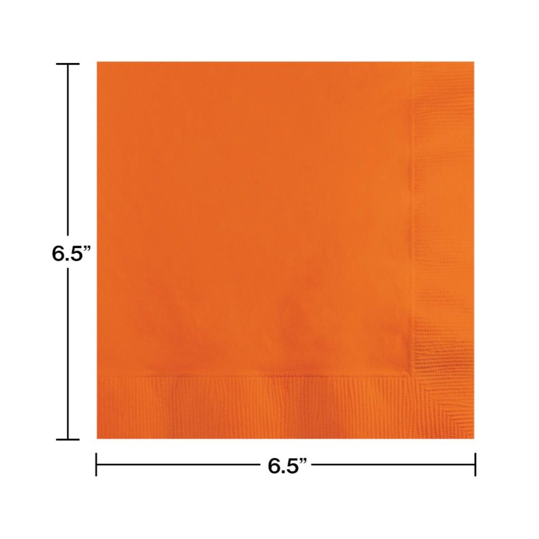 Orange Plain Solid Color Paper Disposable Luncheon Napkins