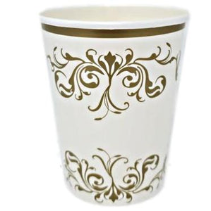Gold Scroll 8 oz Paper Cups – 8 CT