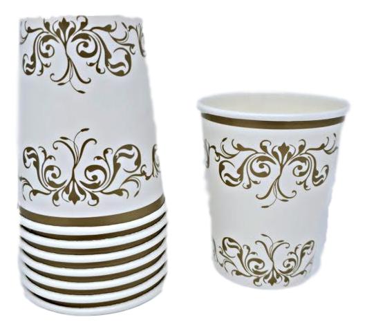 Gold Scroll 8 oz Paper Cups – 8 CT