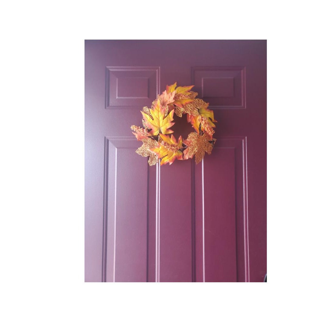 Harvest Time Wreath with Fall Leaves Decoration – 1 Piece