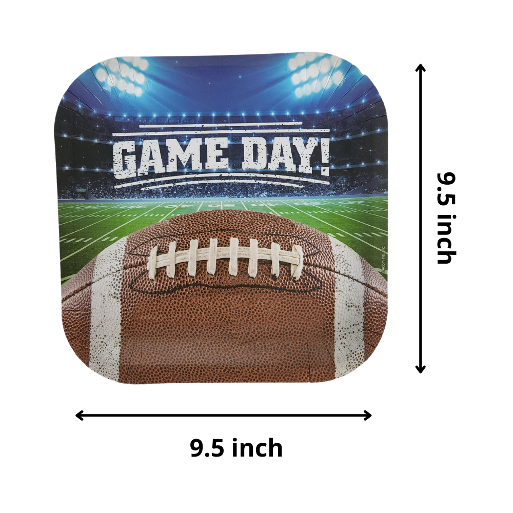 Game Day Football Collection 9” Square Paper Plates – 8 CT
