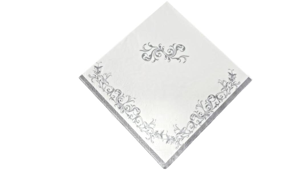 Silver Scroll Luncheon Napkins – 16 PC