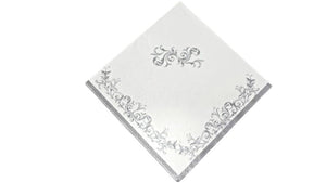 Silver Scroll Beverage Cocktail Napkins – 16 PC