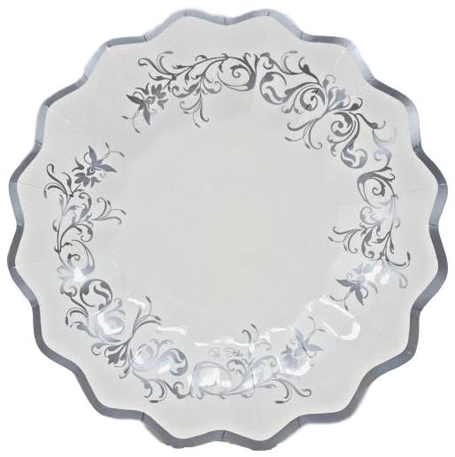 Silver Scroll 10.5 in Paper Plates –  8 CT