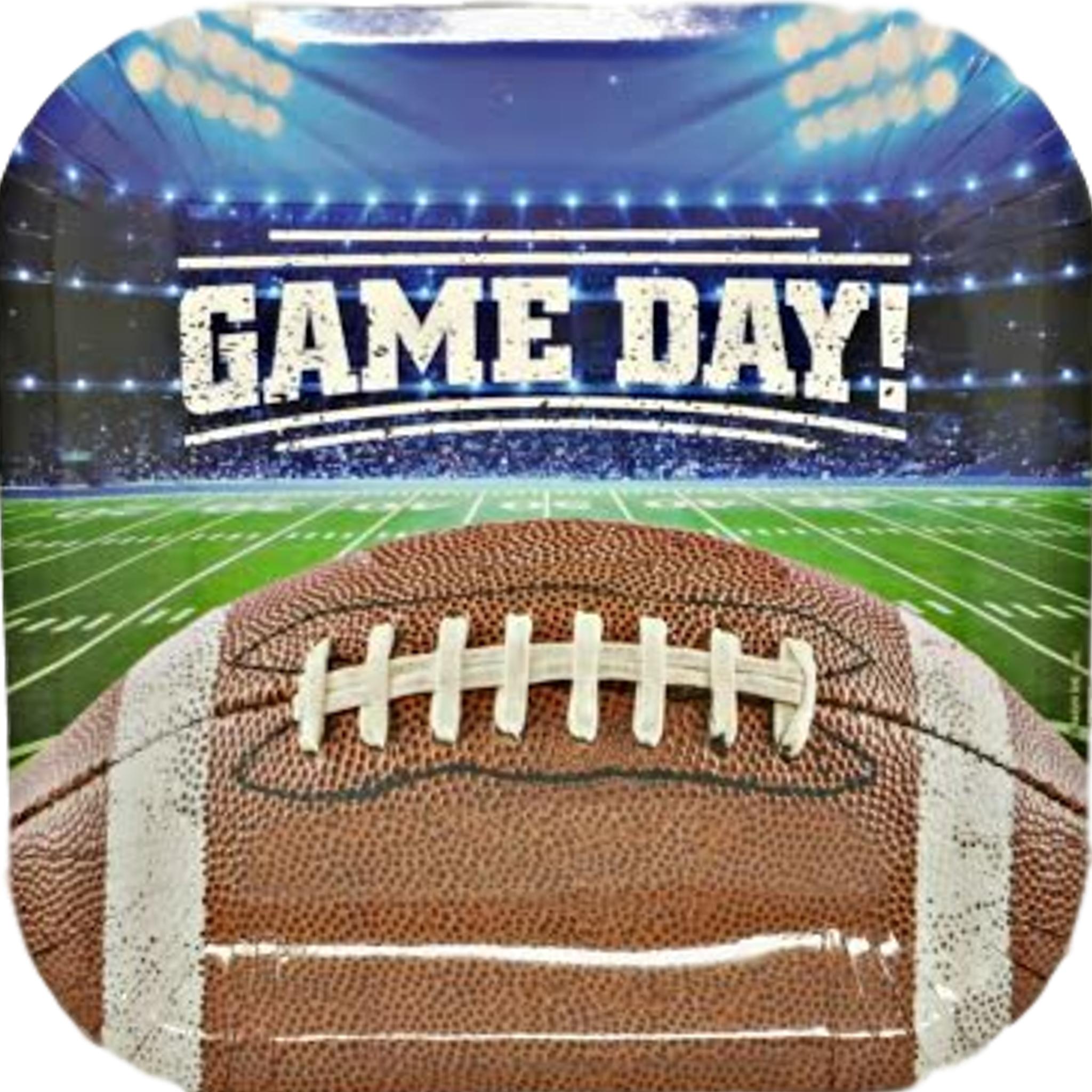 Game Day Football Collection 9” Square Paper Plates – 8 CT