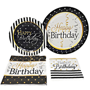 Elegant Happy Birthday 7” Dessert Paper Plates – 8 CT