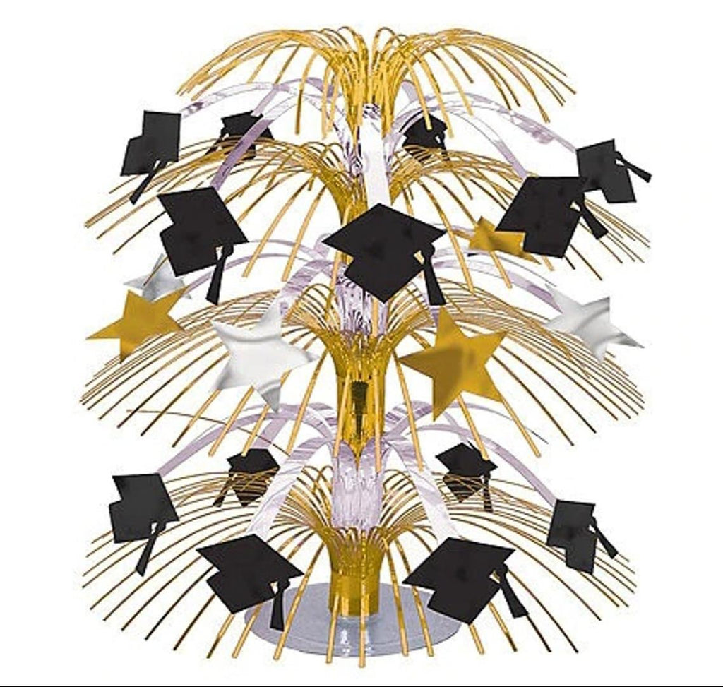 Black, Gold & Silver Graduation Cascade Centerpiece – 1 Piece
