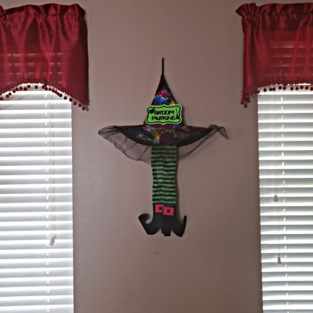 Witch Hanging Décor Hat Legs 29 inch “Broom Parking”