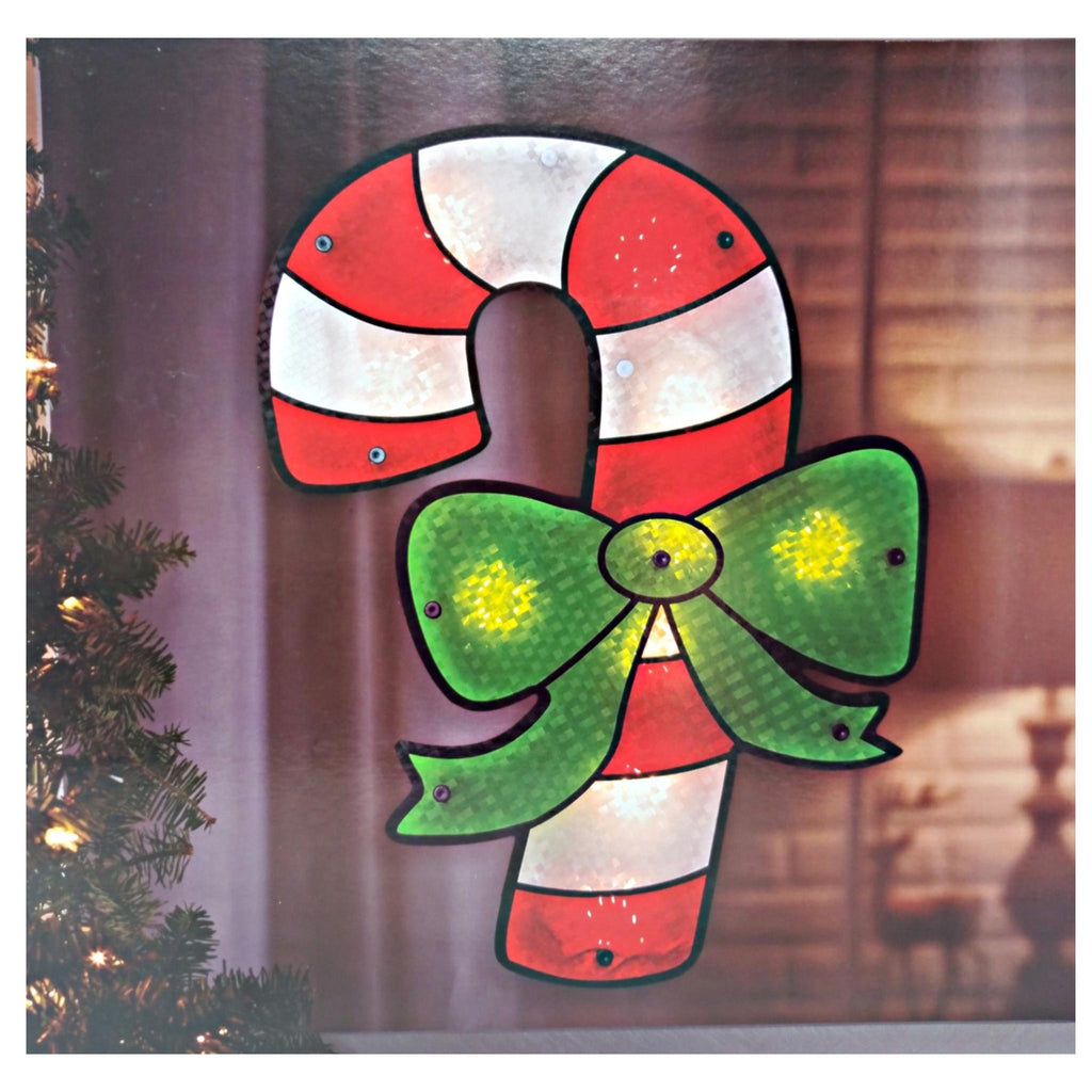 Christmas Candy Cane Lighted Instant Décor Window Decoration – 1 Piece