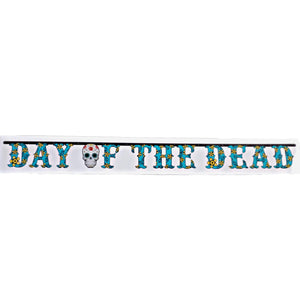 Day of The Dead Halloween 7 Feet Teal Letter Banner
