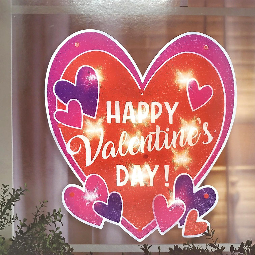 Valentine's Day Heart Lighted Instant Décor Window Decoration – 1 Piece