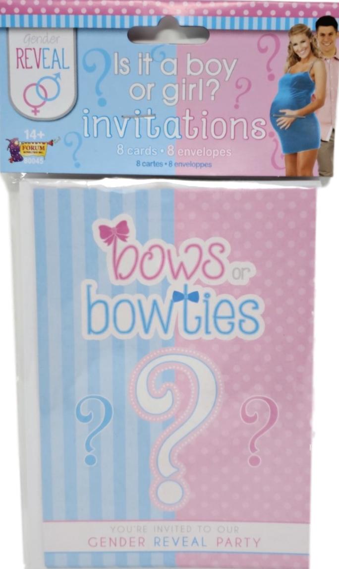 Gender reveal Is it a boy or girl? invitations - 8pc