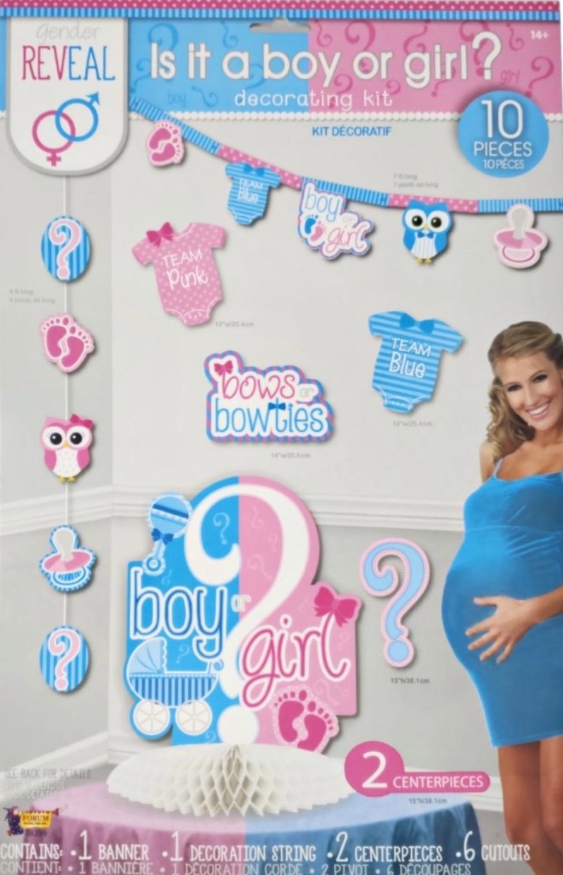 Gender Reveal Is it a boy or girl? 10-piece decorating kit